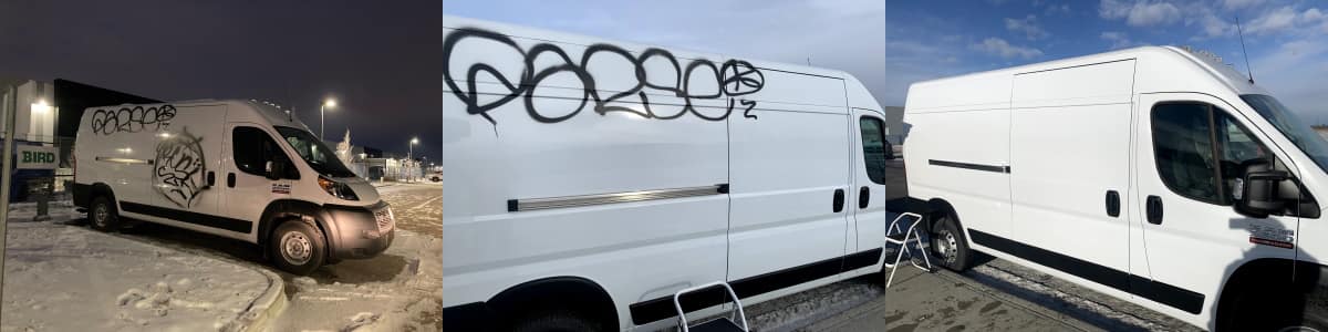 Vehicle graffiti removal Calgary van