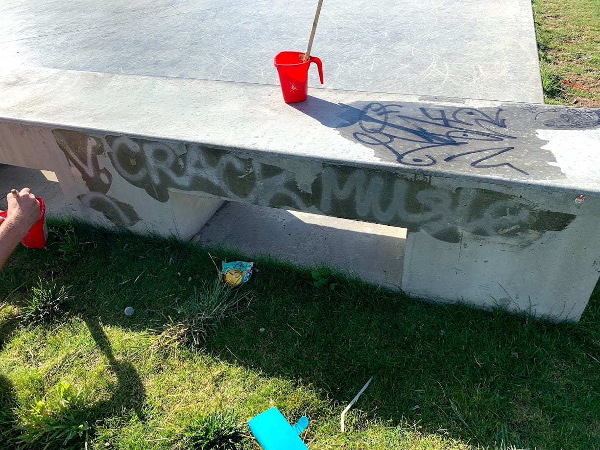 Cement Bench Graffiti Removal Calgary