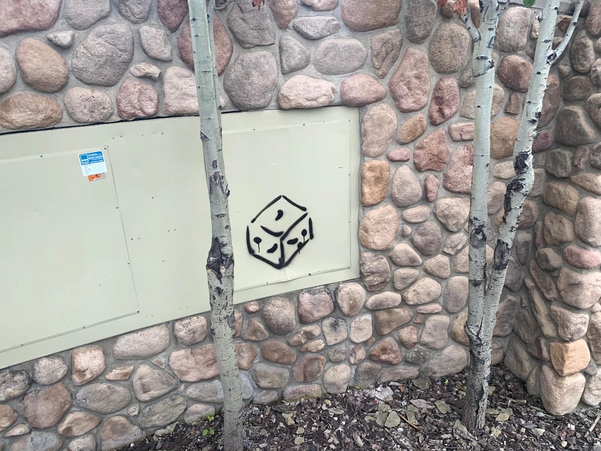 Graffiti Dice on Metal Panel