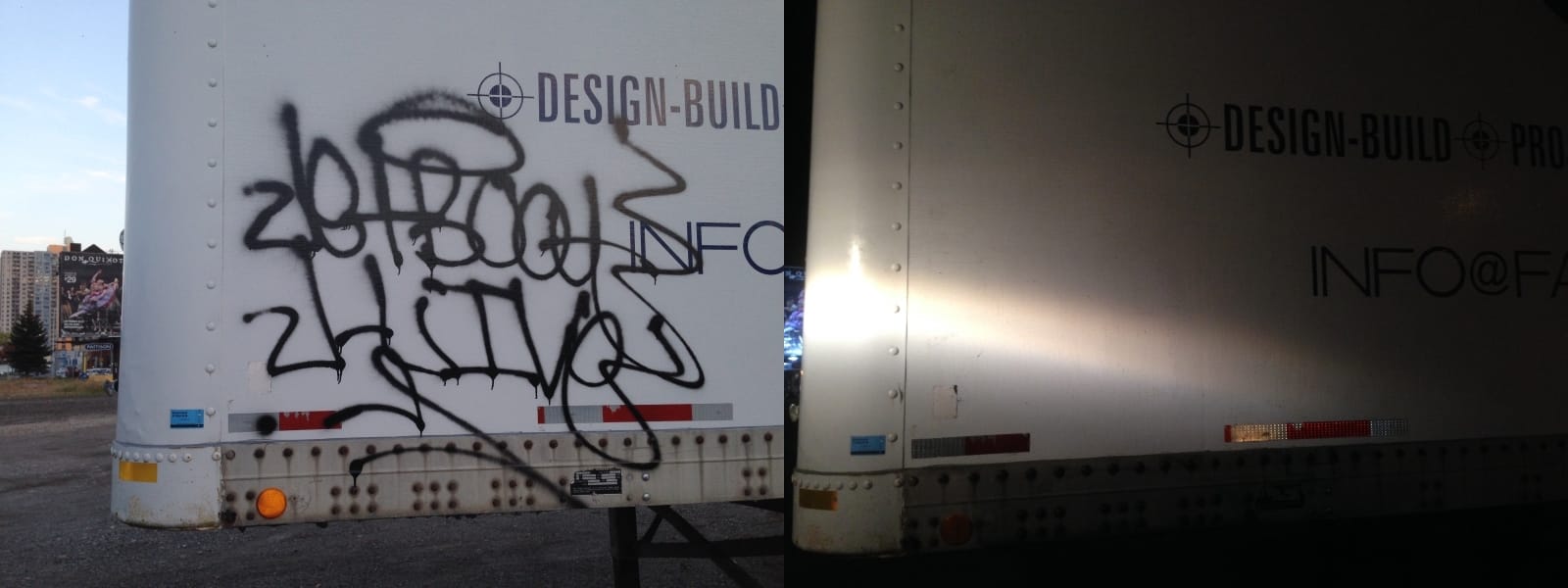 Vehicle graffiti removal Calgary Trailer
