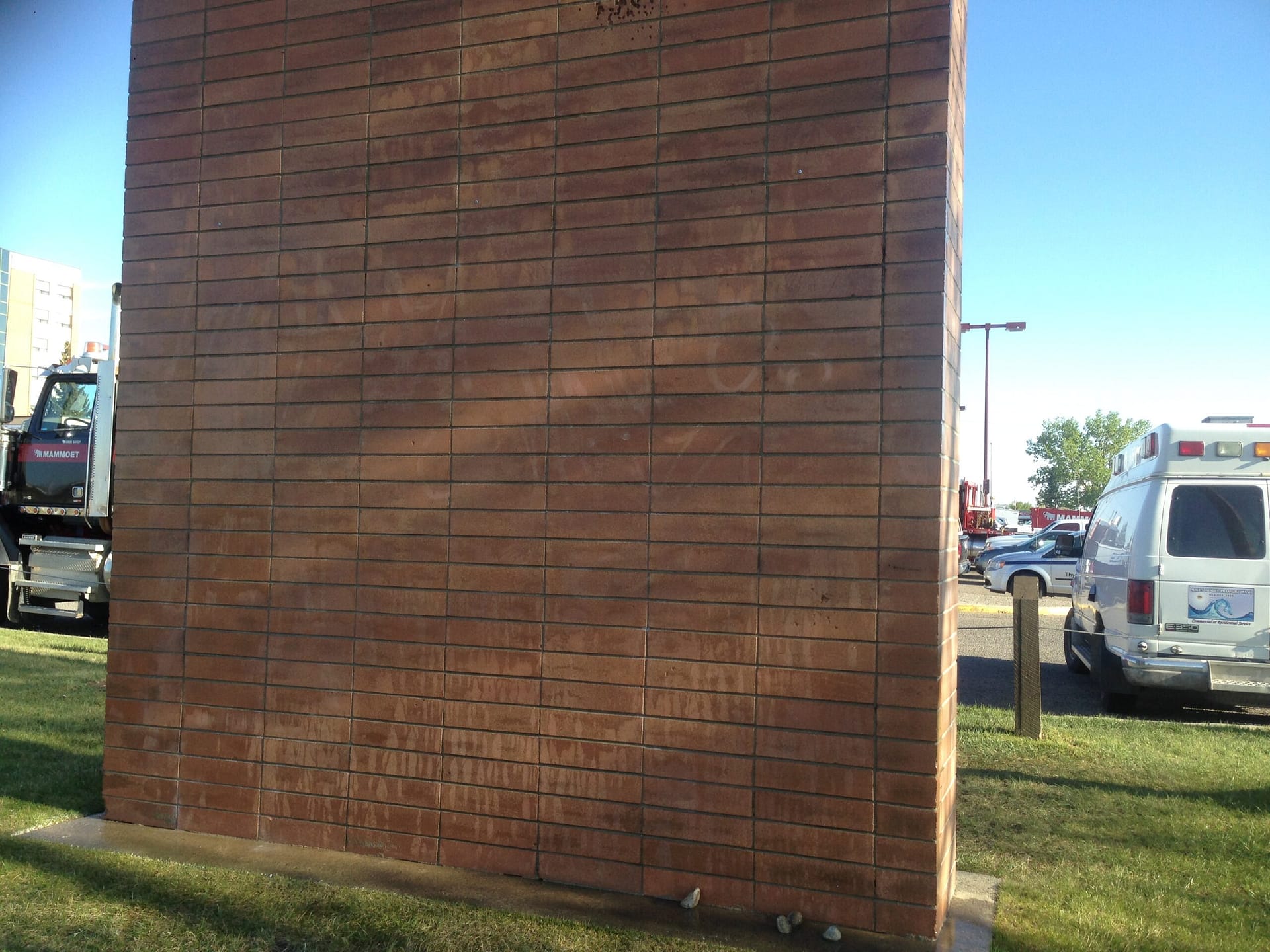 brick monument sign graffiti removal Calgary - after