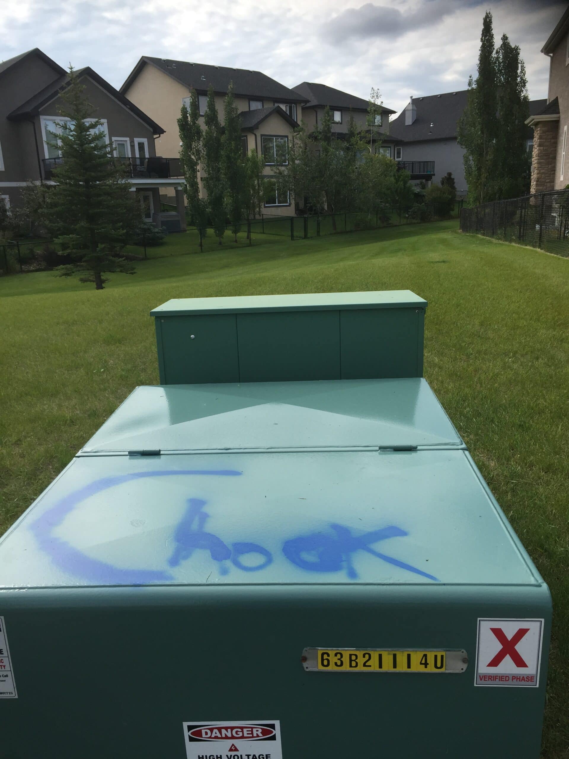 Electrical Box graffiti removal - Calgary before