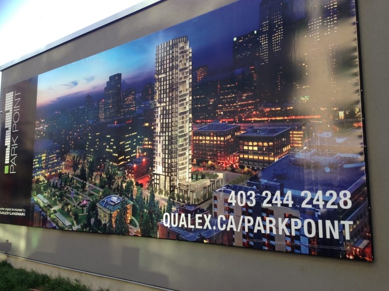 Large Vinyl advert wall graffiti removal Calgary