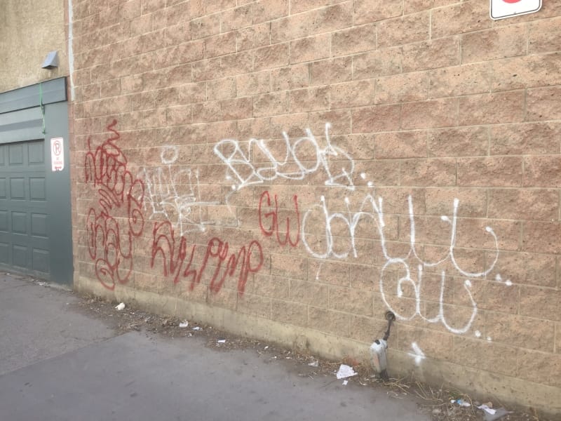 Textured Cinder block wall Graffiti removal Calgary