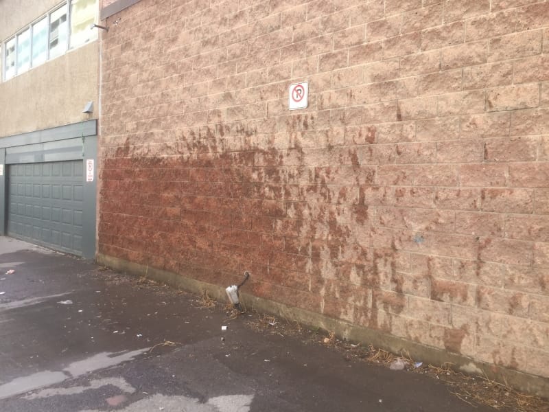 Textured Cinder block wall Graffiti removal Calgary 2